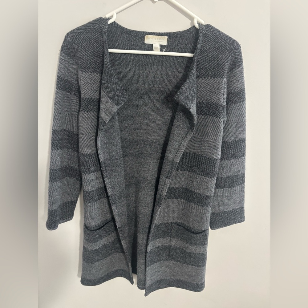 The White Company 100% Wool Size 4 Open-Front Striped Women’s Sweater - Picture 5 of 6